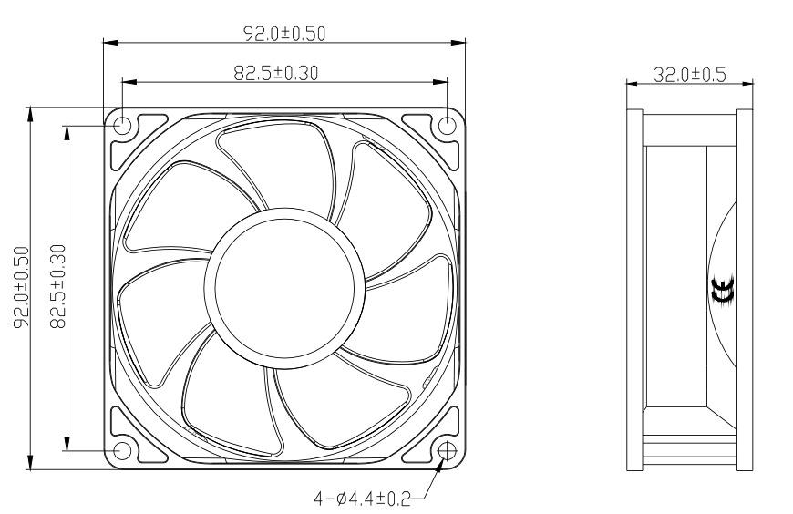 Ball Bearing Axial Flow Fan 92x92x32 32mm 12V 24V 48V DC Cooling Fan(图2)