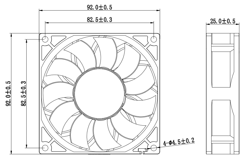 High Speed Small Appliance 9225-2 12V 24V 48V DC 92MM Cooling Fan 92*92*25MM(图2)