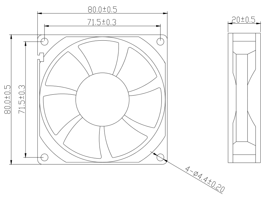 Axial Flow DC Brushless Fan 80*80*20mm Cooling fan factory(图2)