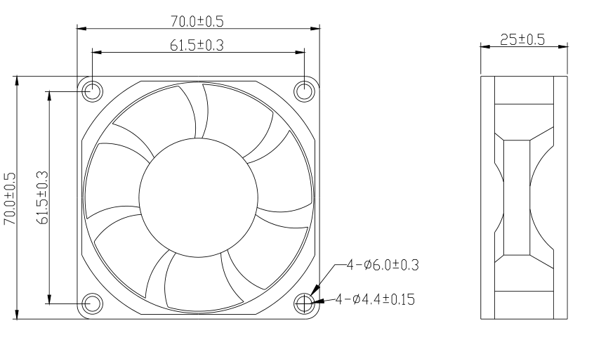 70X70X25Mm Industrial Axial Flow Fan  DC Ventilation 7025 Cooling Fans(图2)