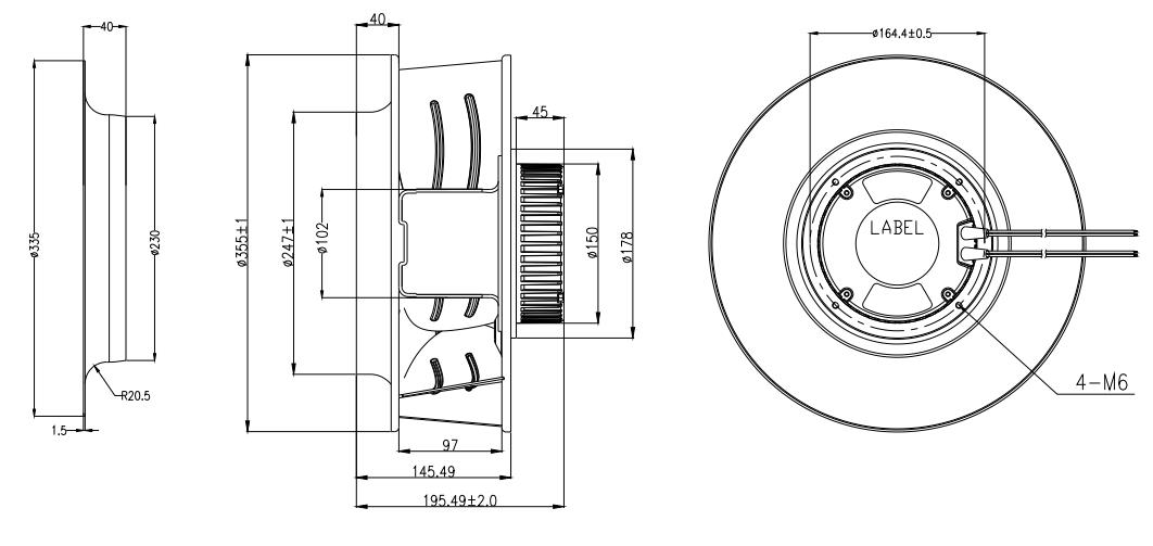 230V Backward centrifugal fan inline duct ventilation exhaust fan single inlet fan blower wheel HVAC(图2)