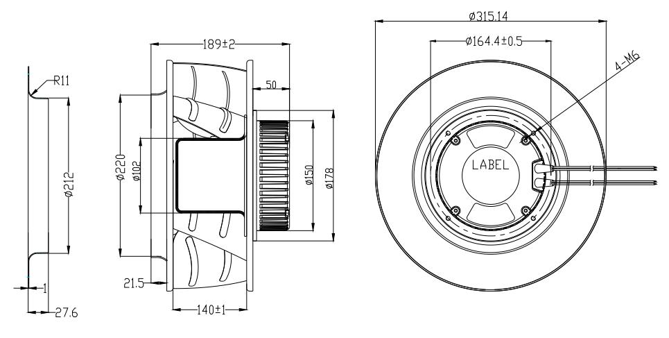 Strong AC 230V high cfm backward curved EC centrifugal impeller radial fan(图2)