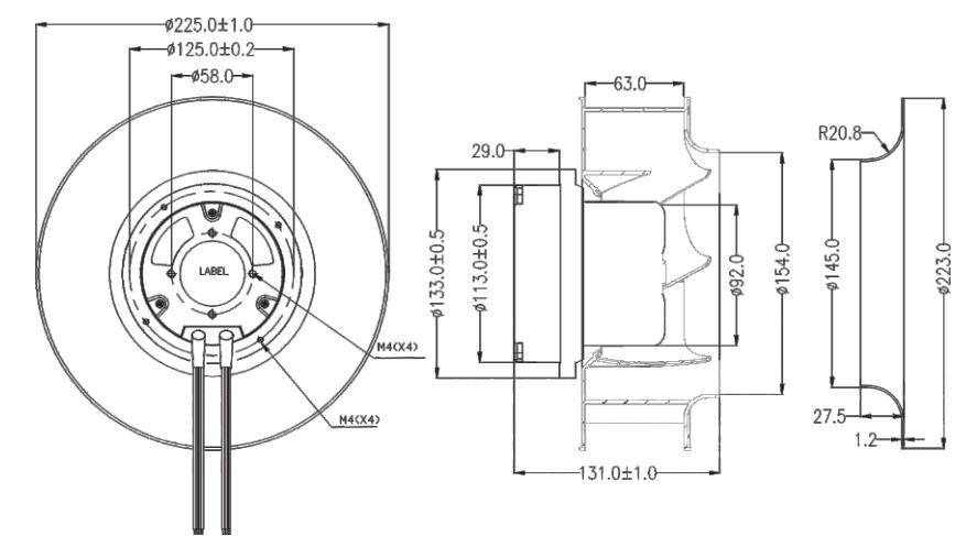 225mm 0~10V PWM plastc impeller AC backward centrifugal blower fan EC(图2)