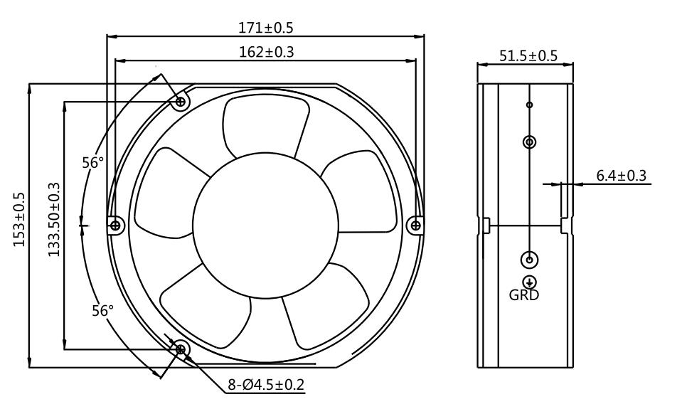 171X153X51mm EC 17251 110V 230V Axial cooling fan EC axial fan(图1)