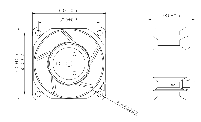 60x60x38mm high cfm 12v axial electric motor 60mm dc brushless fan(图2)