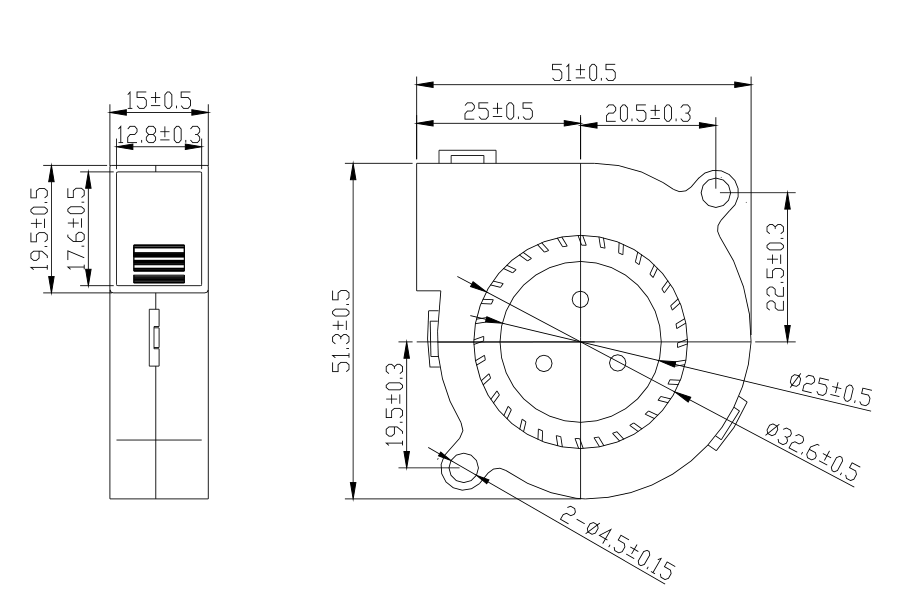 5015 DC 鼓风机风扇 50x50x15mm (图2)